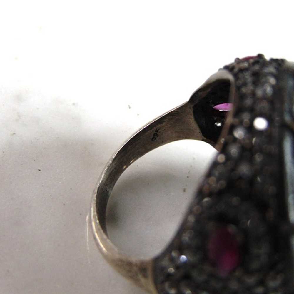 Womens Sterling Silver CZ Ring 17.7g E6030 - image 5