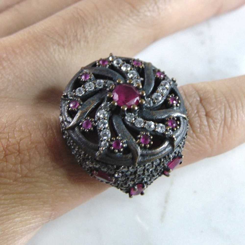 Womens Sterling Silver CZ Ring 17.7g E6030 - image 6