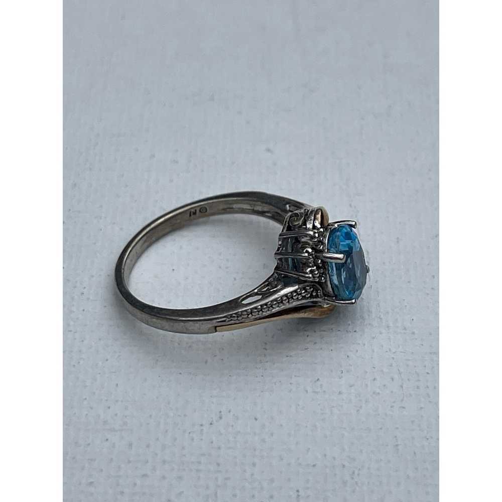 Vintage Diamond Blue Topaz 10k Gold and Sterling … - image 3