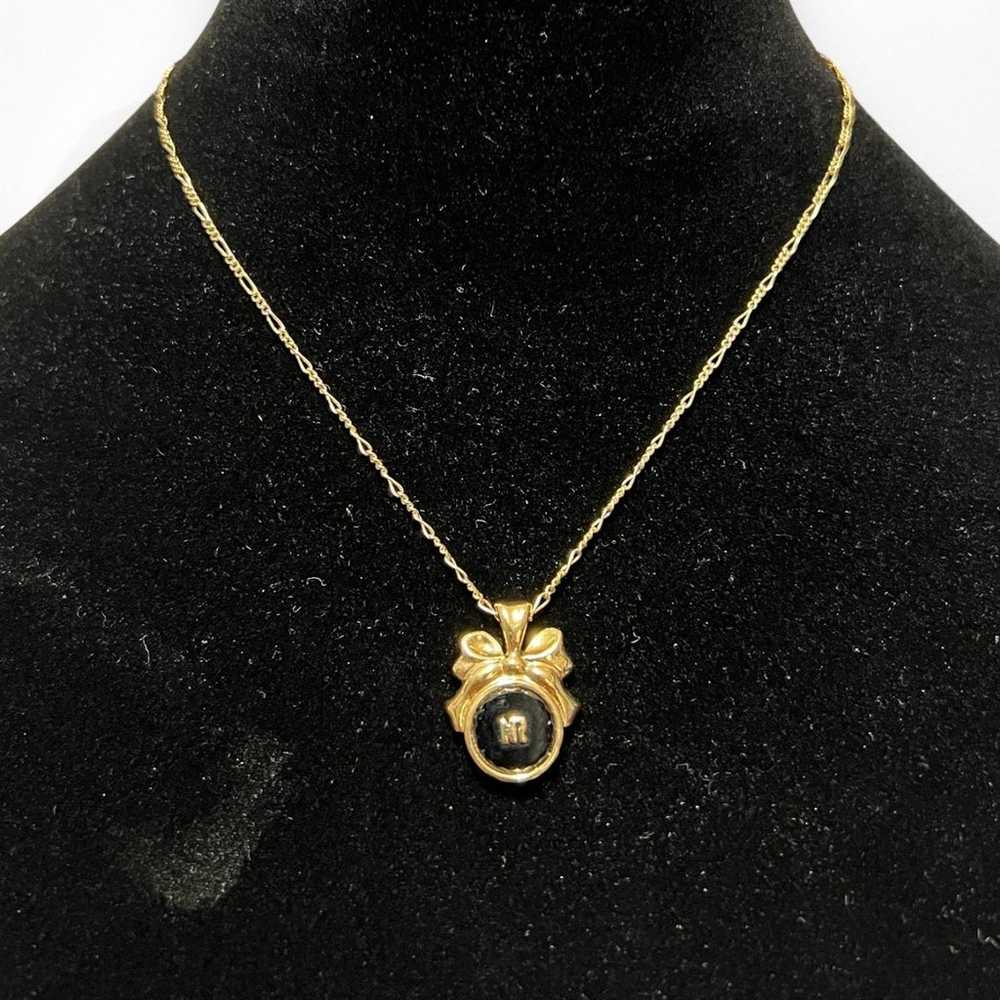 Vintage Nina Ricci Gold Plated Necklace Enamel Bo… - image 2