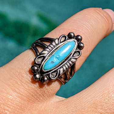 Stamped Sterling Turquoise Silver Native Ring