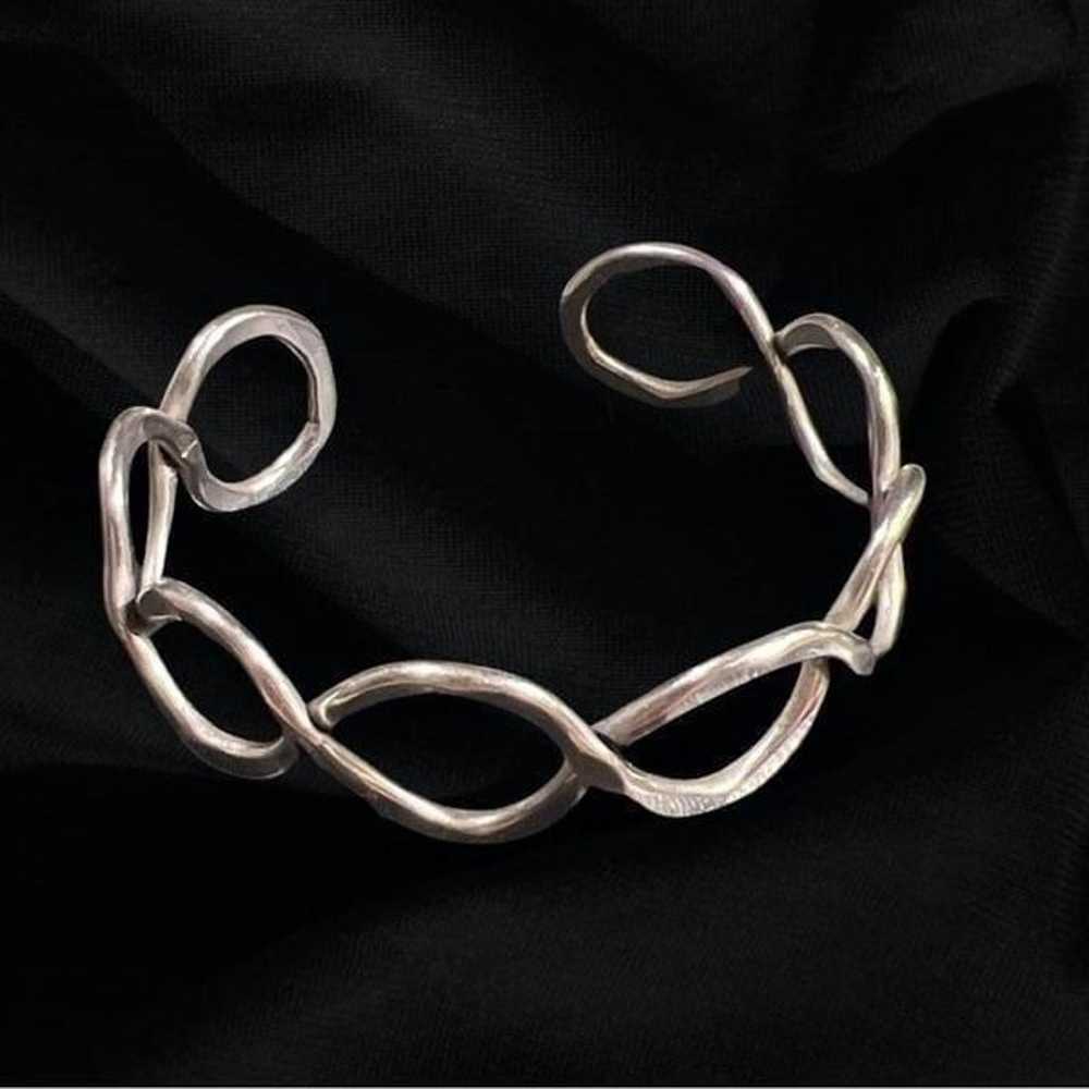 Vintage Wavy Infinity Silver Cuff Bracelet - image 1