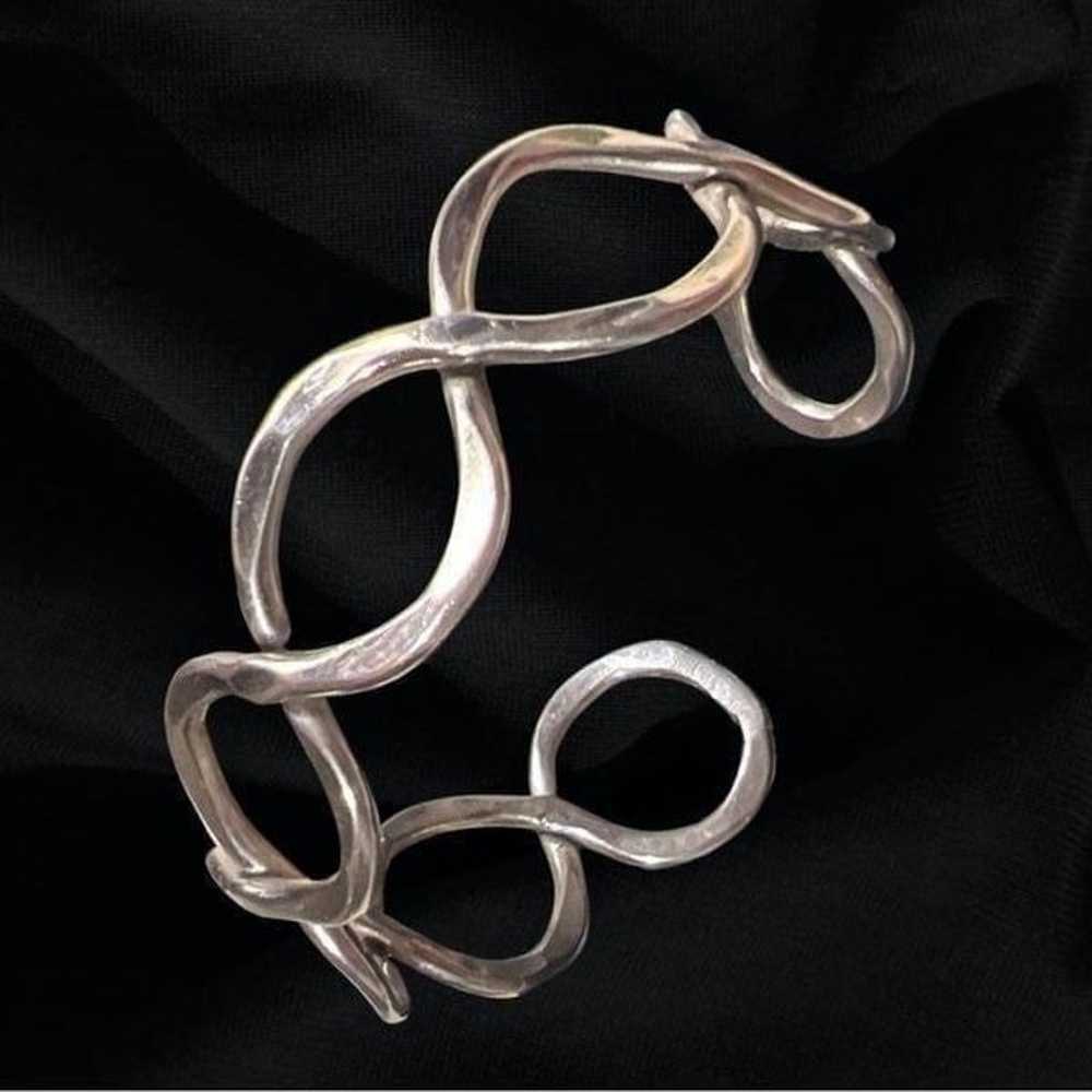 Vintage Wavy Infinity Silver Cuff Bracelet - image 2