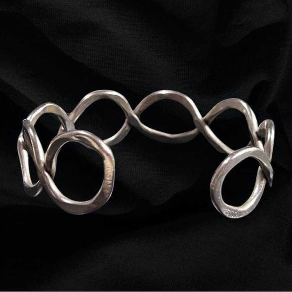 Vintage Wavy Infinity Silver Cuff Bracelet - image 6