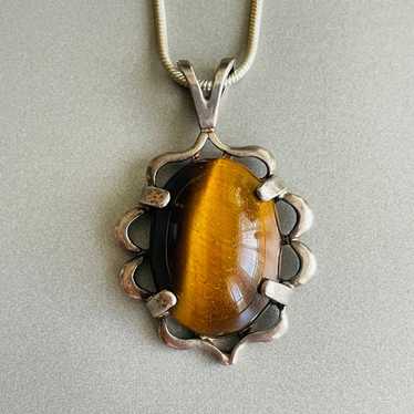 ARTISAN BIG TIGER EYE STERLING SILVER 925 PENDANT… - image 1