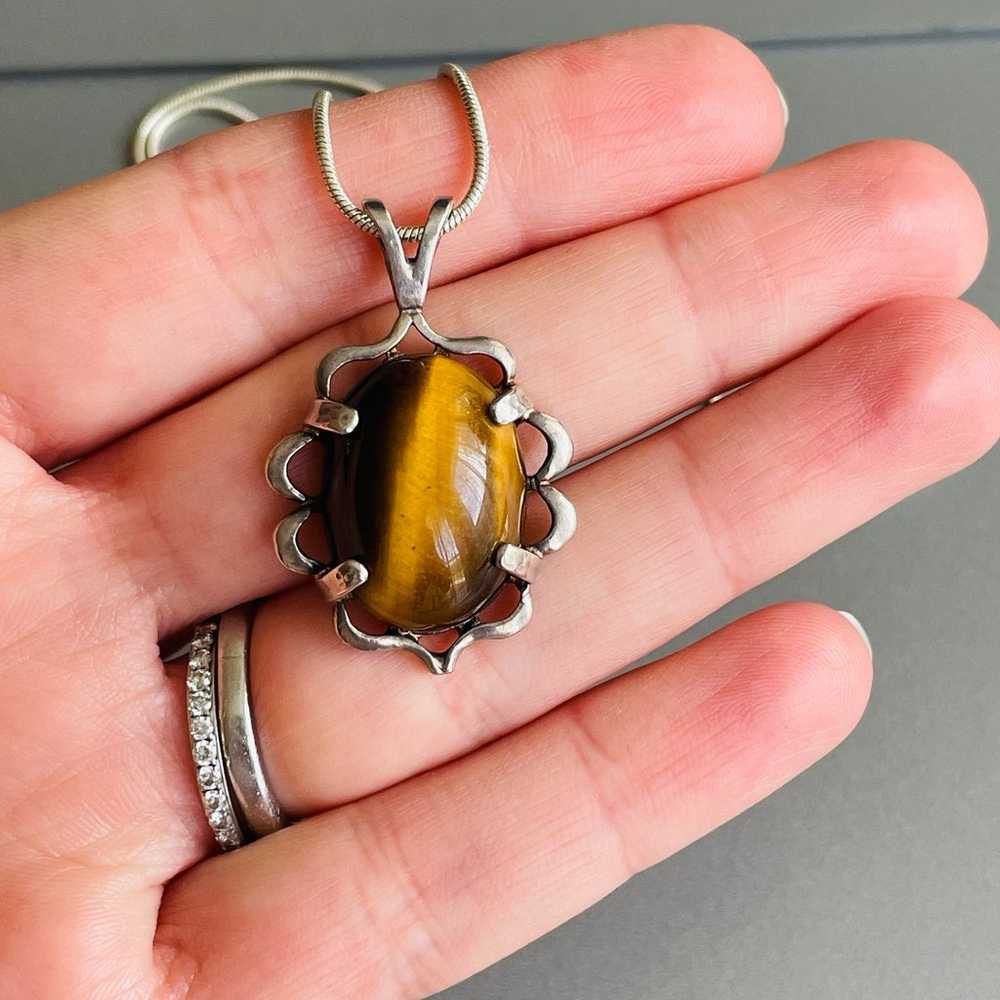 ARTISAN BIG TIGER EYE STERLING SILVER 925 PENDANT… - image 2