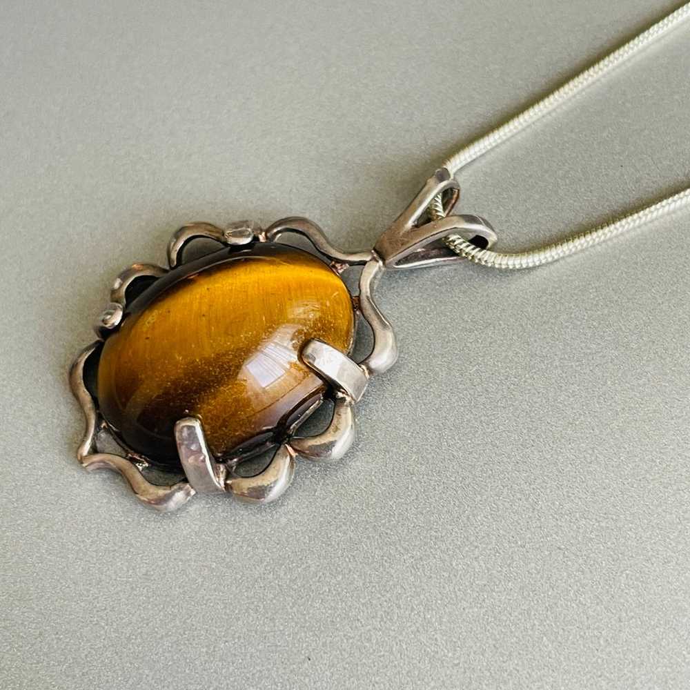 ARTISAN BIG TIGER EYE STERLING SILVER 925 PENDANT… - image 3