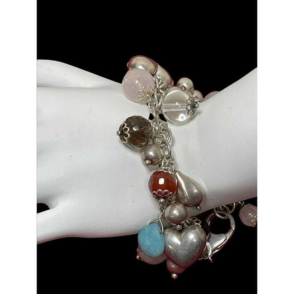 Sterling Silver Puffy Hearts-Multi Gemstone Charm… - image 2