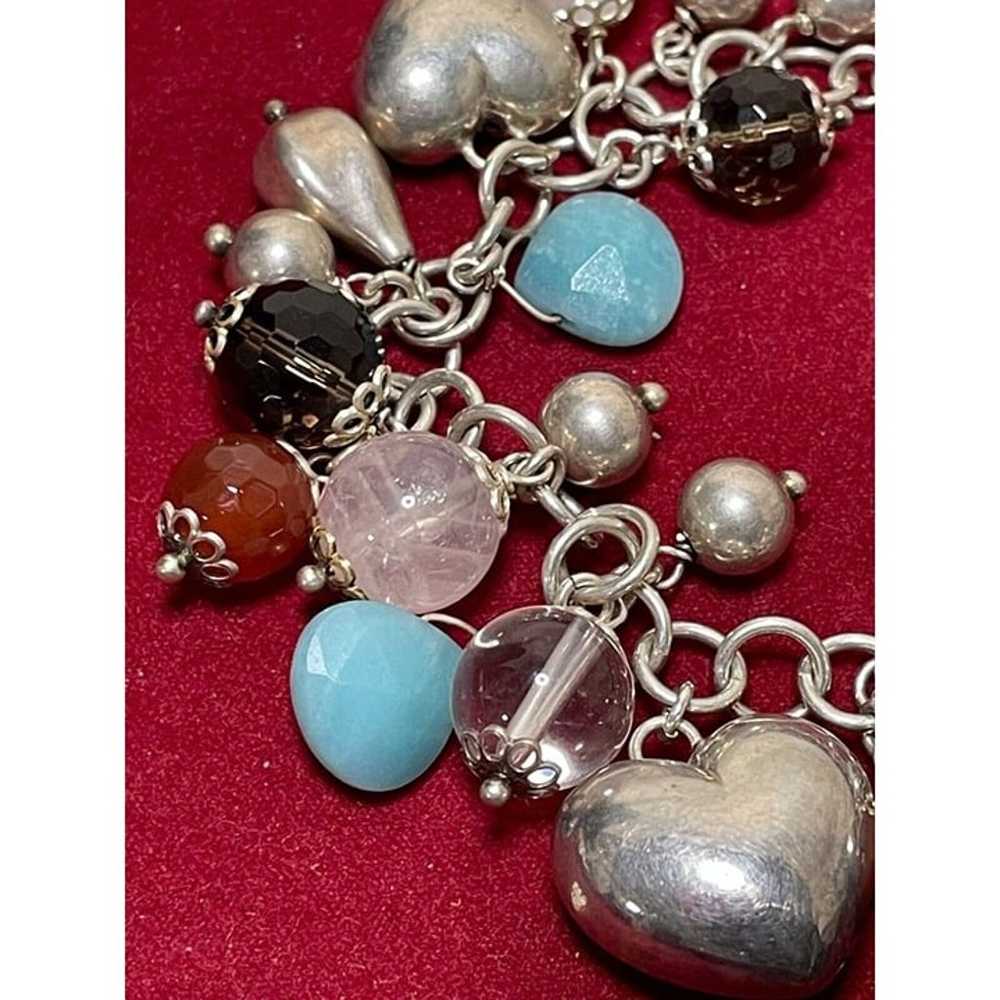 Sterling Silver Puffy Hearts-Multi Gemstone Charm… - image 5