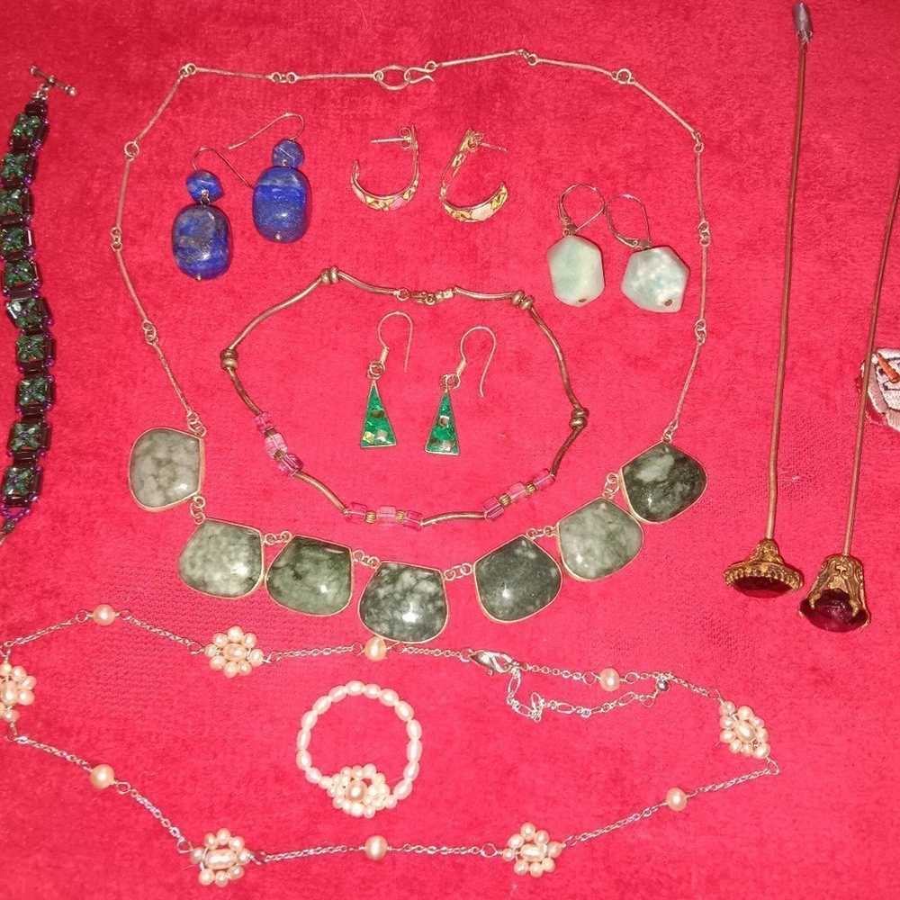 Sterling jade silver jewelry lot - image 1