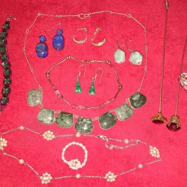 Sterling jade silver jewelry lot - image 1