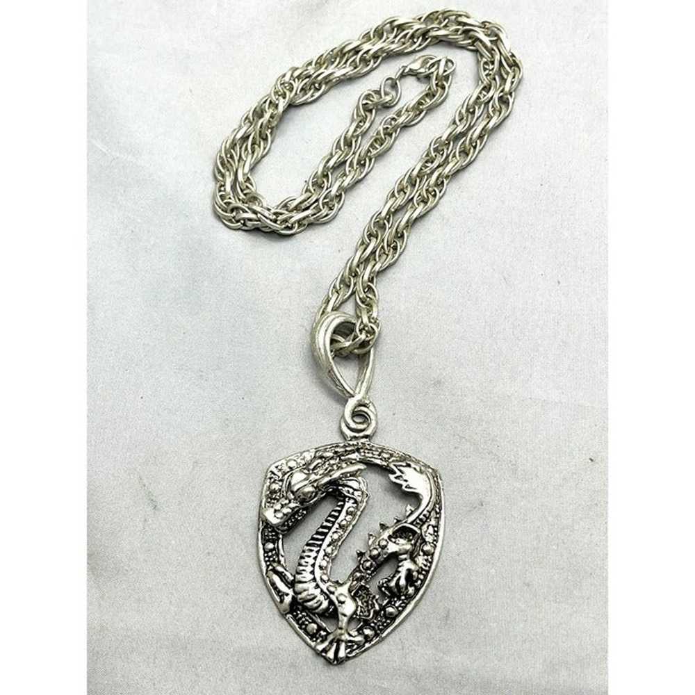 Vintage Dragon Serpent Pendant Necklace - image 5