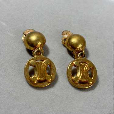 【Vintage】Celine Earrings Gold Retro Design Old Ce… - image 1