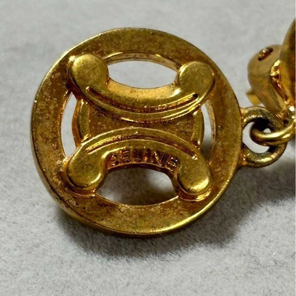 【Vintage】Celine Earrings Gold Retro Design Old Ce… - image 2