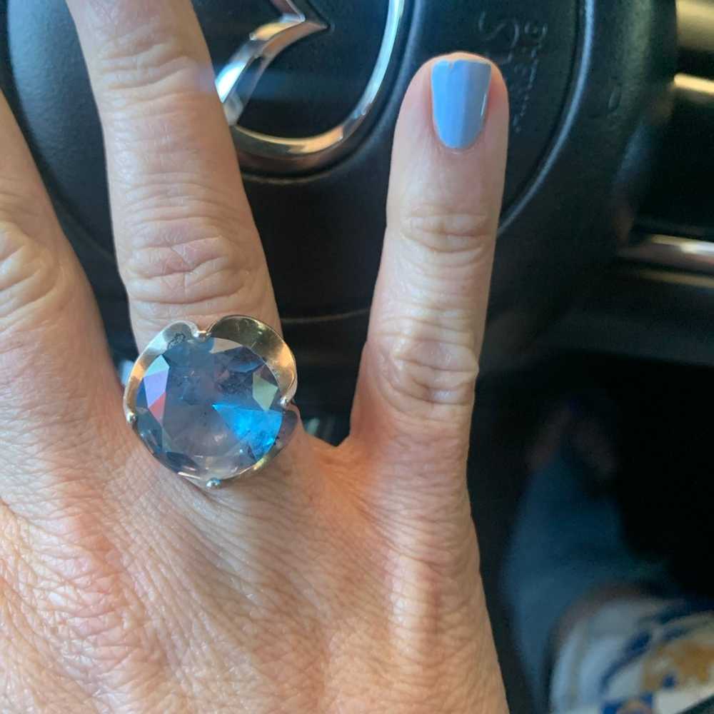 5+ Carat Blue Topaz Vintage Art Deco Round Sterli… - image 7