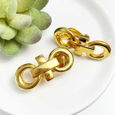 Vintage Givenchy Gold X and O Clip Earrings