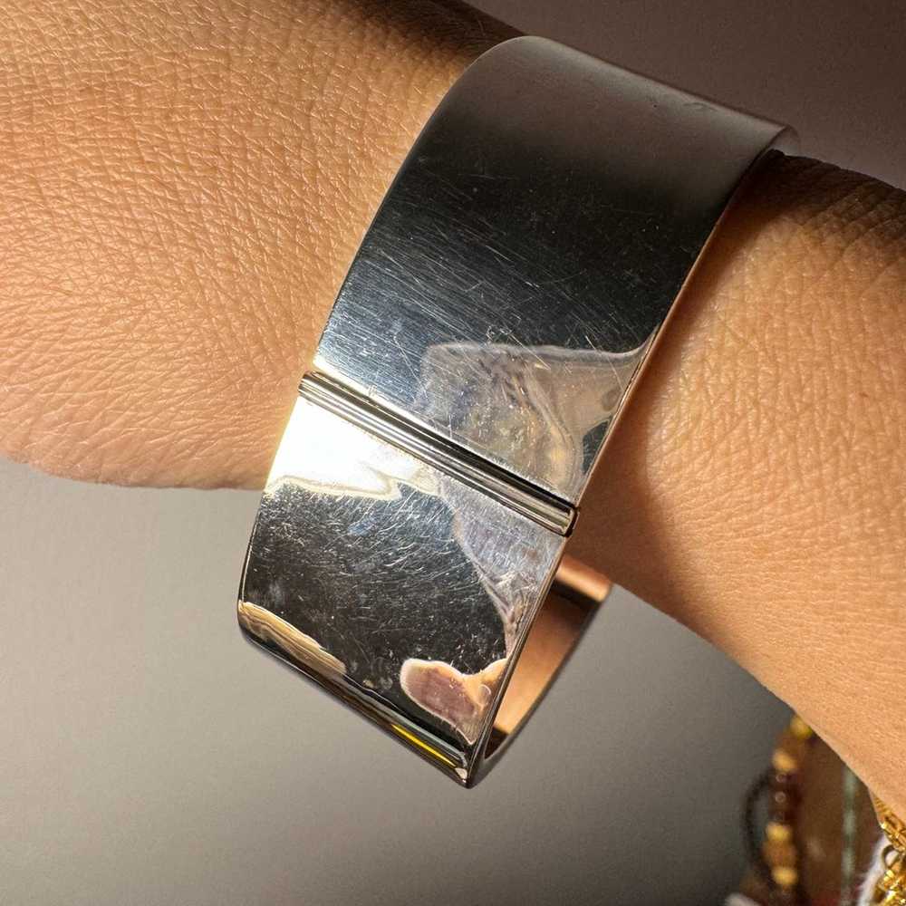 Vtg 925 Silver Modernist Square Bangle - image 2