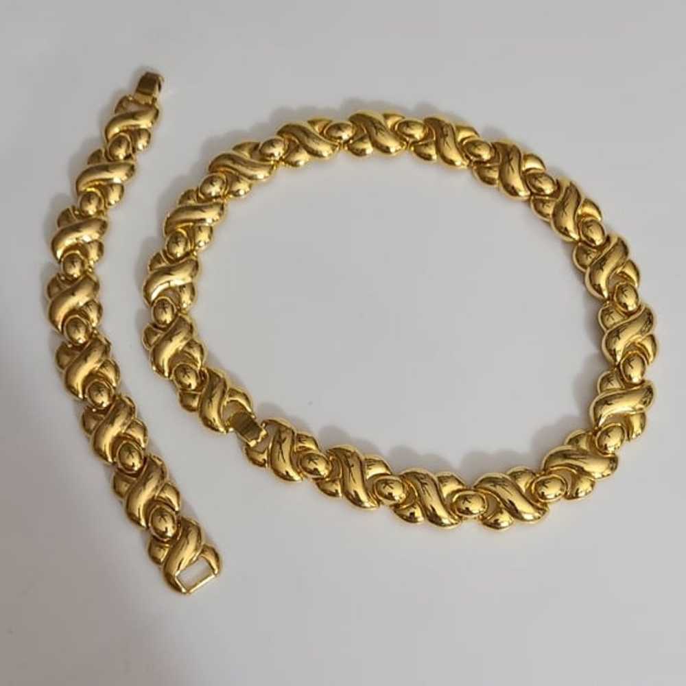 Vintage XO SET bracelet necklace heavy gold Dior … - image 1