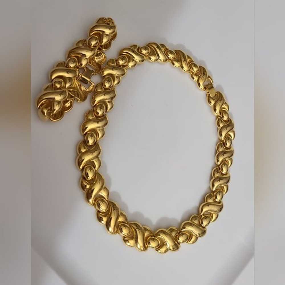 Vintage XO SET bracelet necklace heavy gold Dior … - image 6