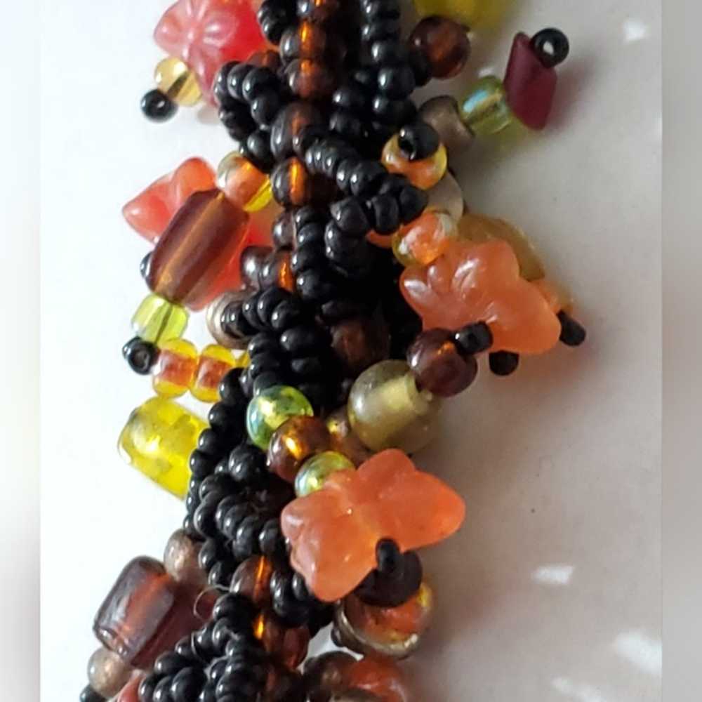 Vintage Autumn statement necklace beaded czech gl… - image 10