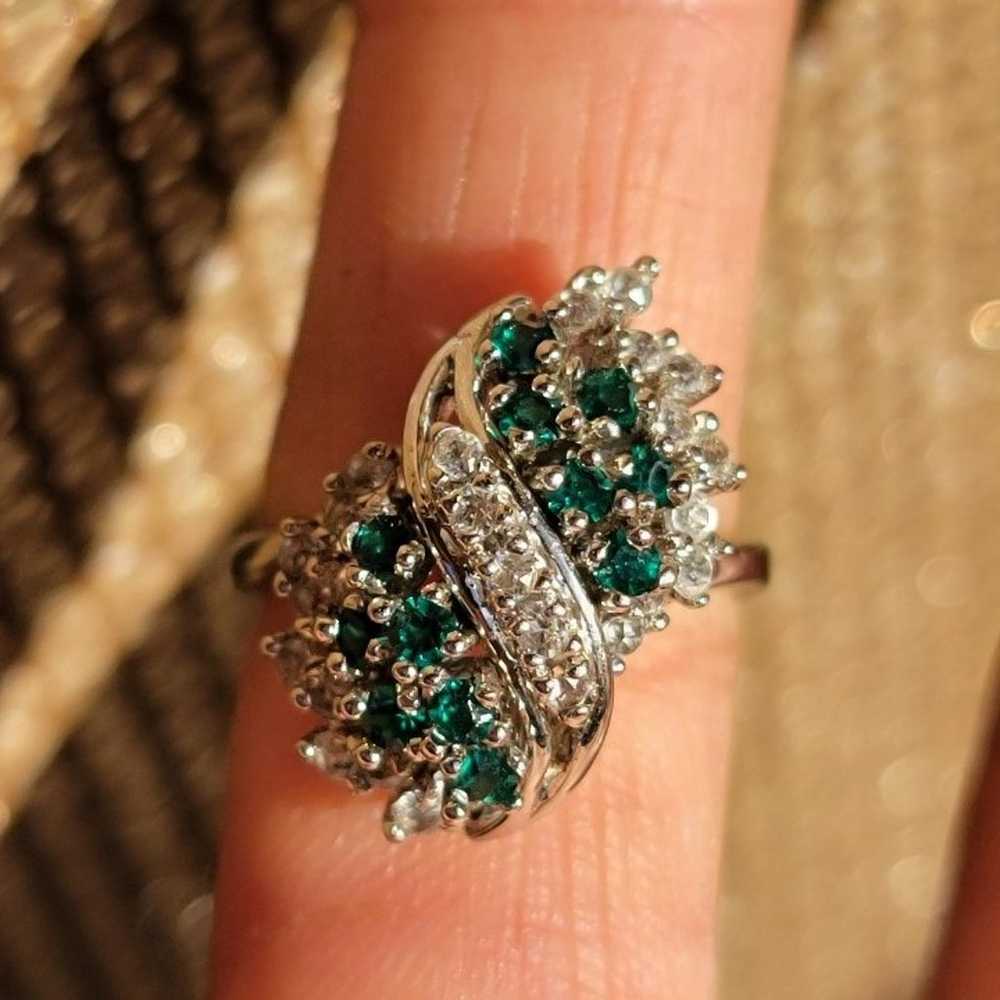 Vintage 1960s PANETTA emerald green and clear cry… - image 3