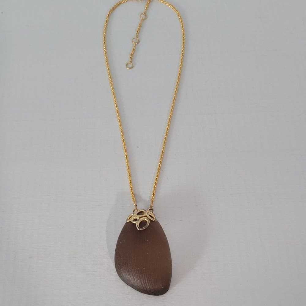 Alexis Bittar Goldtone Chain Lucite Pendant 16" +… - image 1