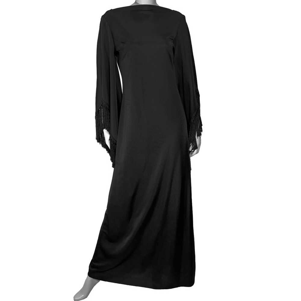 Vintage 50s/60s Witchy Gothic Evening Dress w Fri… - image 3