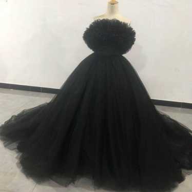 Black tulle wedding dress A-line - image 1