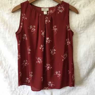 Loft Loft Red Sleeveless Detail Flowers Top