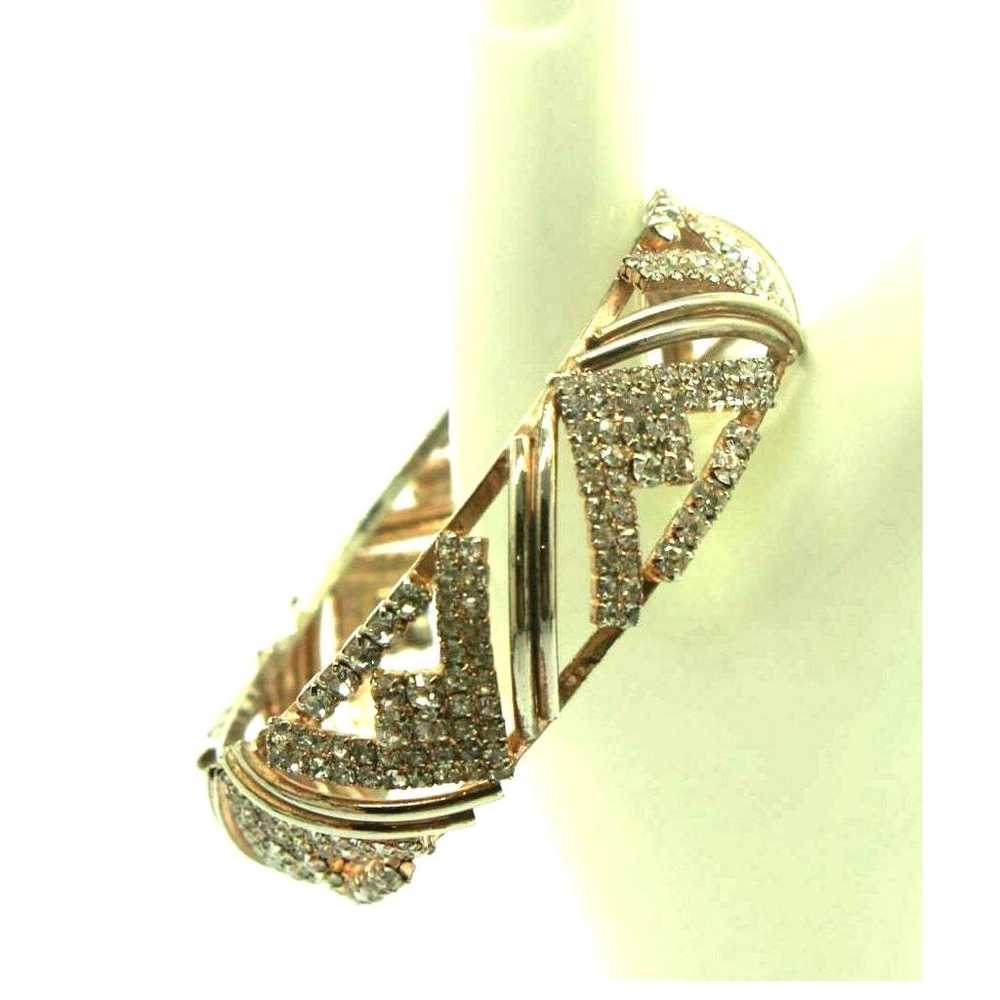 Vintage Art Deco Style Rhinestone Studded Cuff Br… - image 4