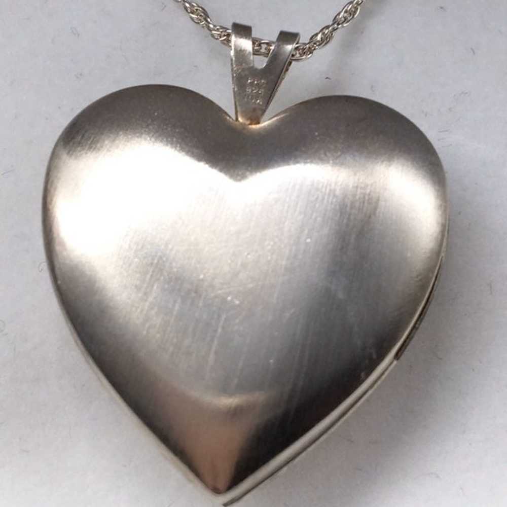 Vintage Sterling & 14k Gold Heart Locket Necklace - image 4