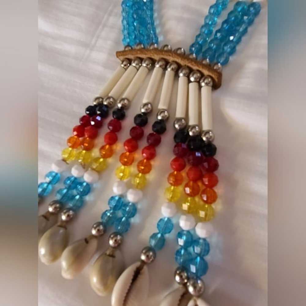 Vintage native American breast plate necklace BEA… - image 5