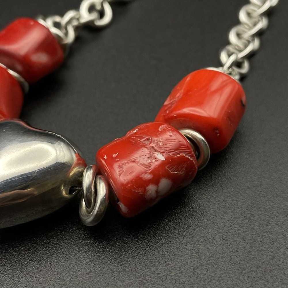 Sterling Heart Chunky Red Coral Thick Chain State… - image 4