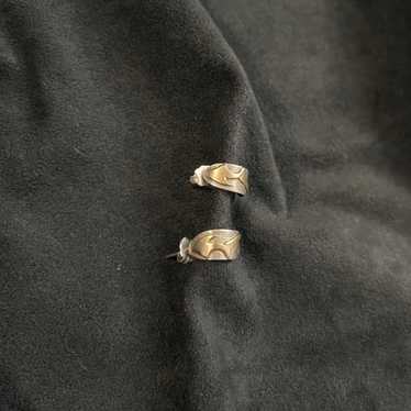 Vintage Sterling Silver &14k Gold dolphin earrings - image 1