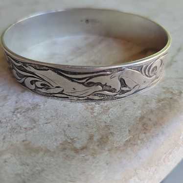 repousse sterling silver bangle - image 1