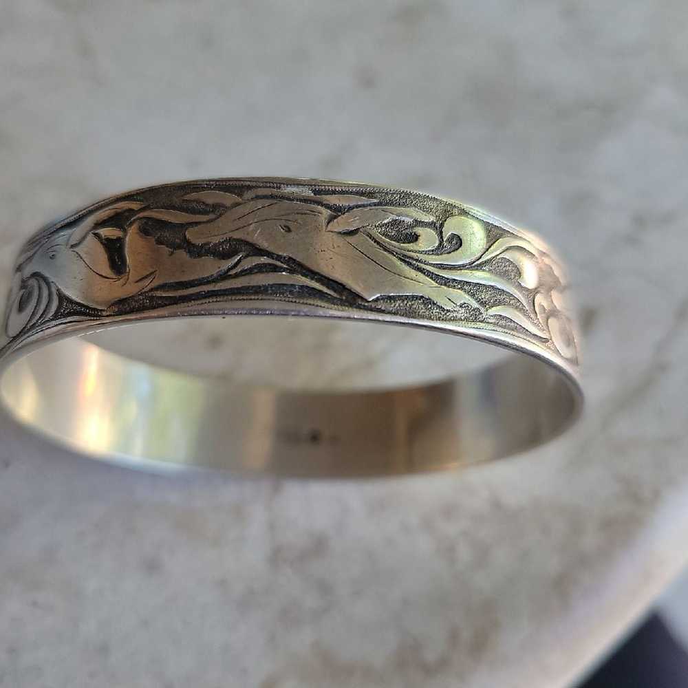 repousse sterling silver bangle - image 3