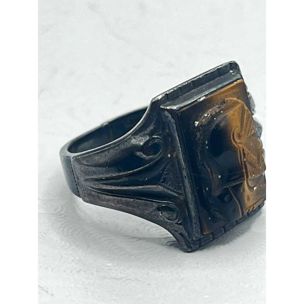 Antique Sterling Silver 10K Gold Hematite Intagli… - image 2