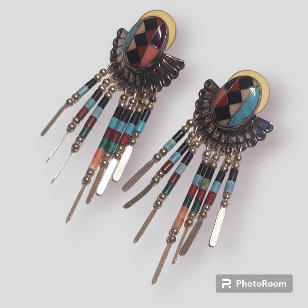 Native American Navajo Earrings, signed Q.T. Quoc… - image 1