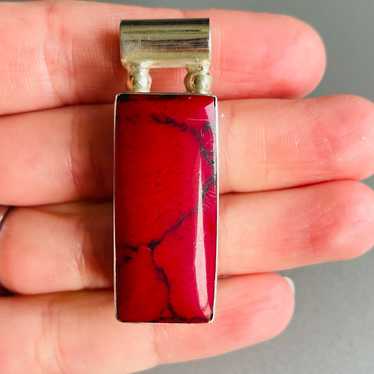 Red Jasper Mexico Sterling Silver Rectangular Bar… - image 1