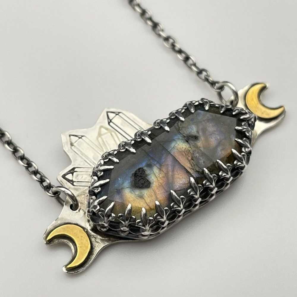 Artisan Sterling Labradorite Necklace Moon Crysta… - image 1