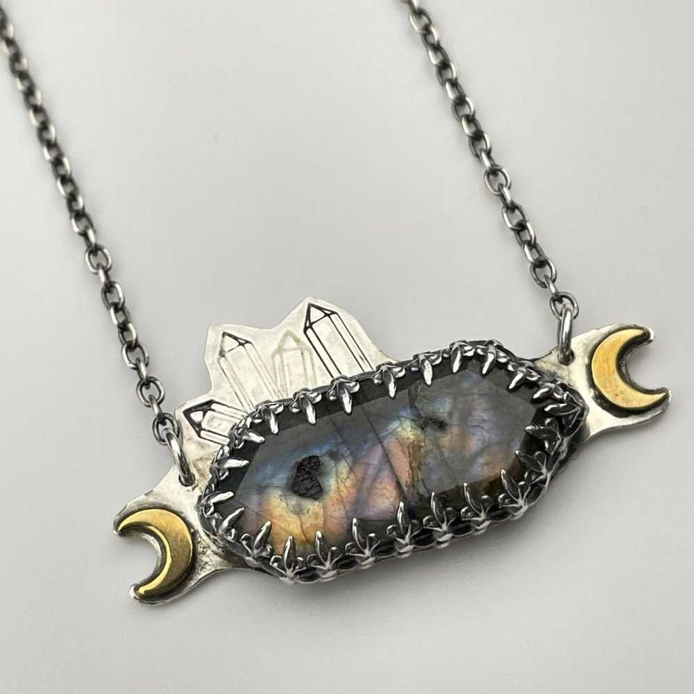 Artisan Sterling Labradorite Necklace Moon Crysta… - image 2