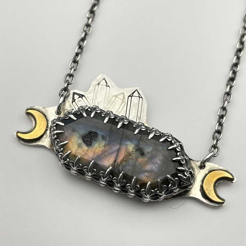 Artisan Sterling Labradorite Necklace Moon Crysta… - image 4