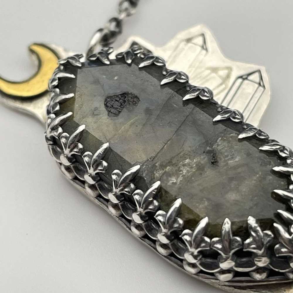 Artisan Sterling Labradorite Necklace Moon Crysta… - image 6