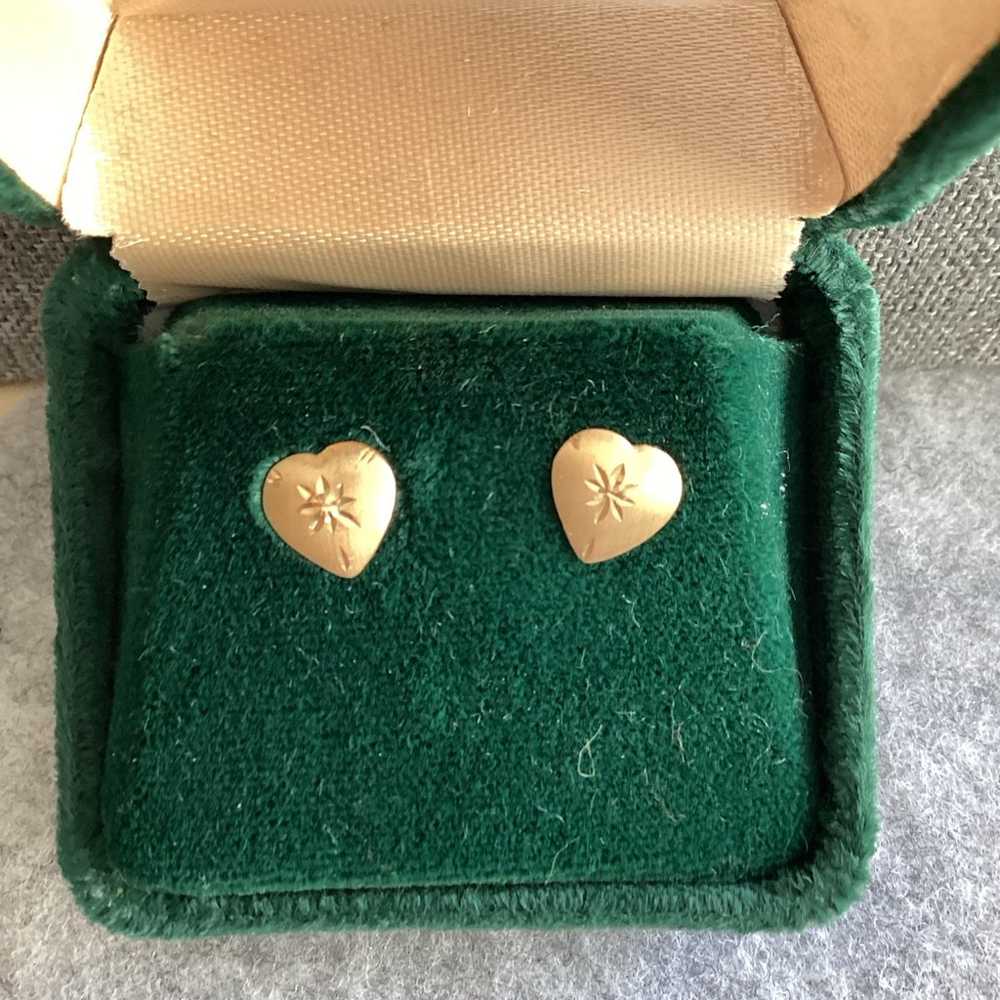 Vintage 14k Gold Heart Star Earrings- J - image 1