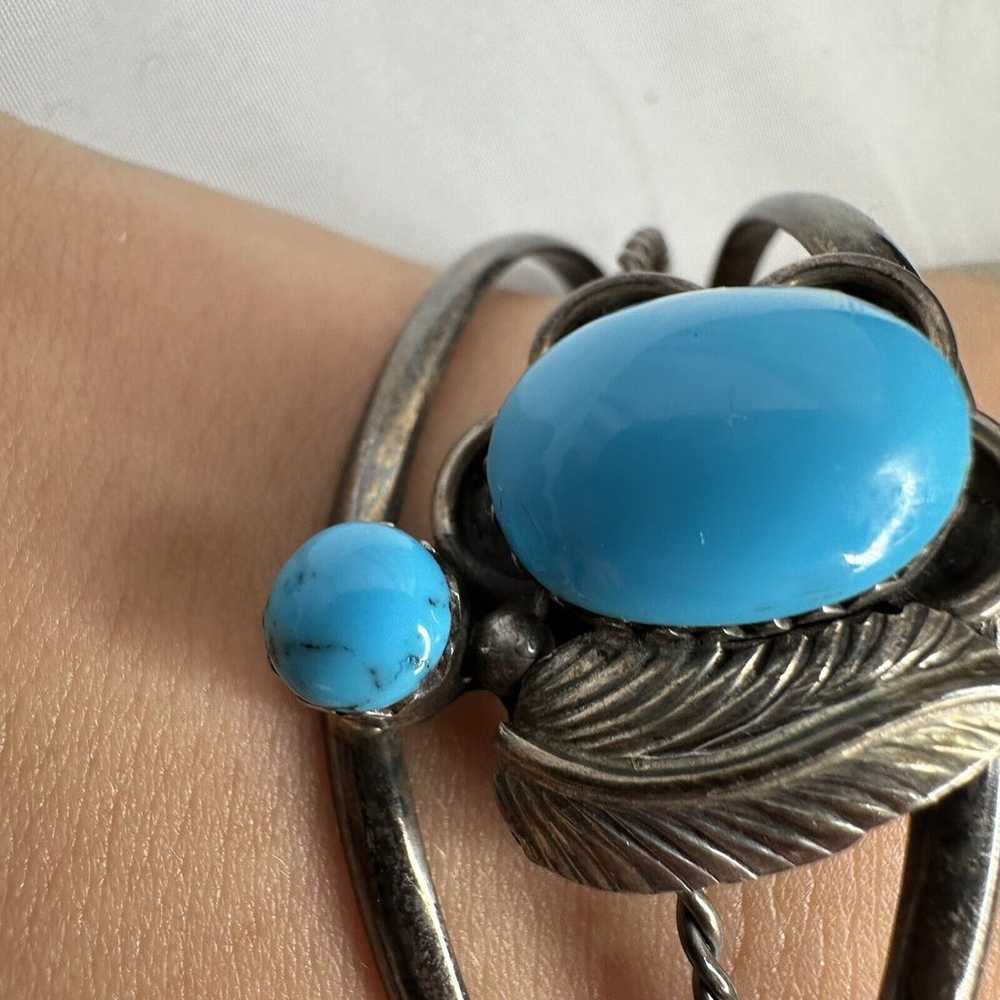 Sterling Silver Turquoise Vintage Cuff Bracelet H… - image 3