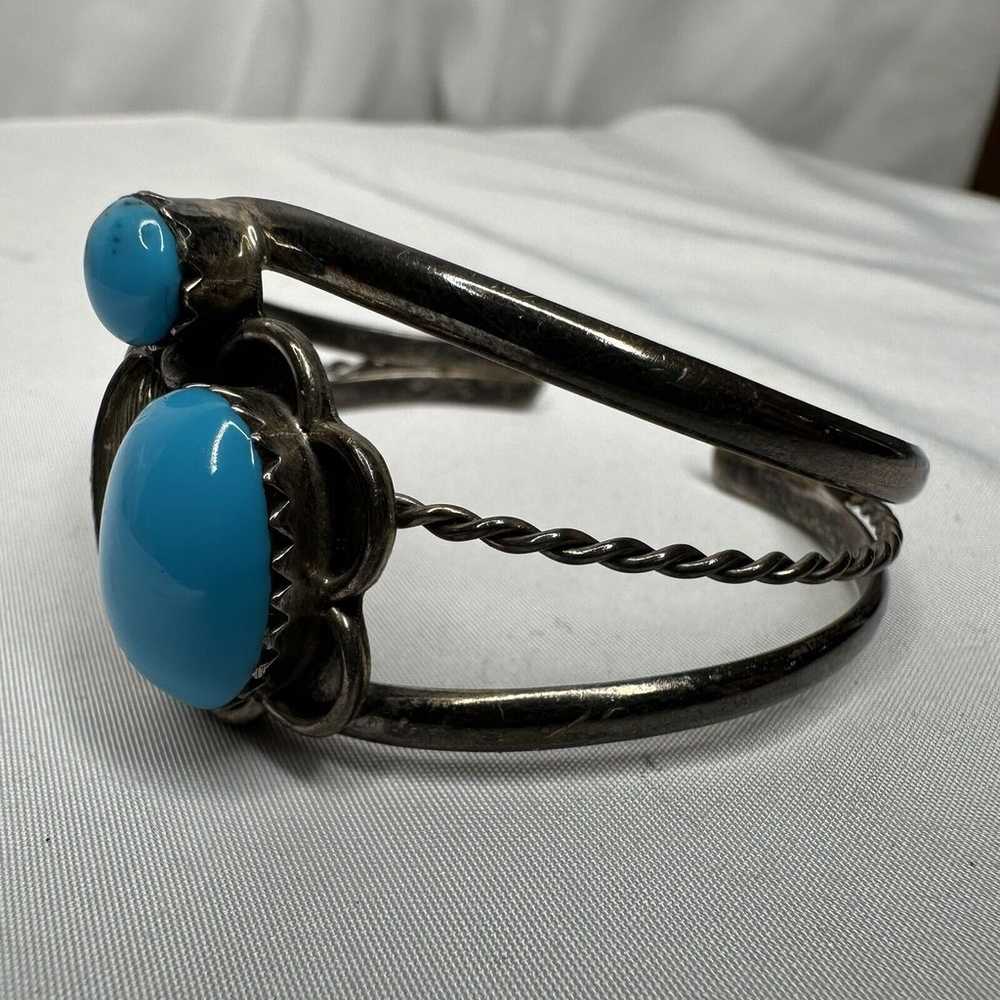 Sterling Silver Turquoise Vintage Cuff Bracelet H… - image 6