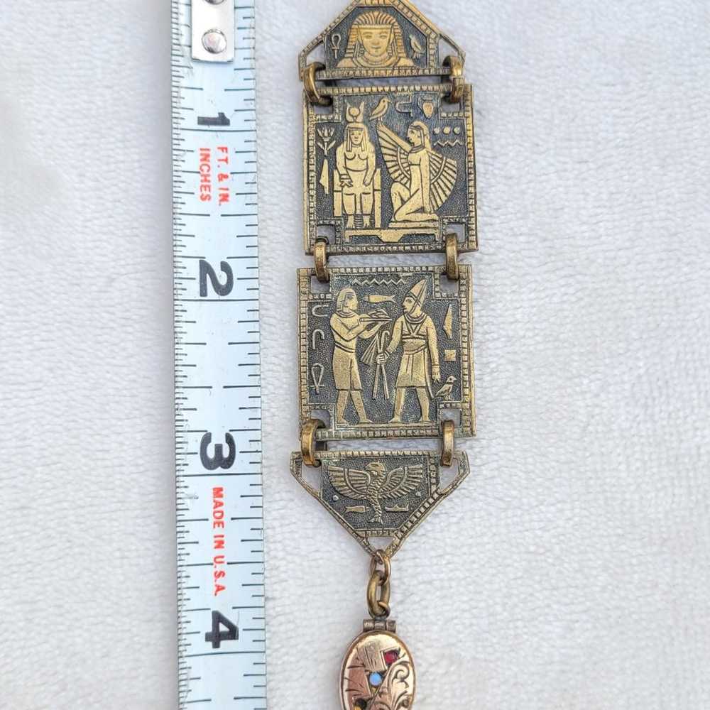 Antique 1920s Art Deco Egyptian Revival Brass Wat… - image 7