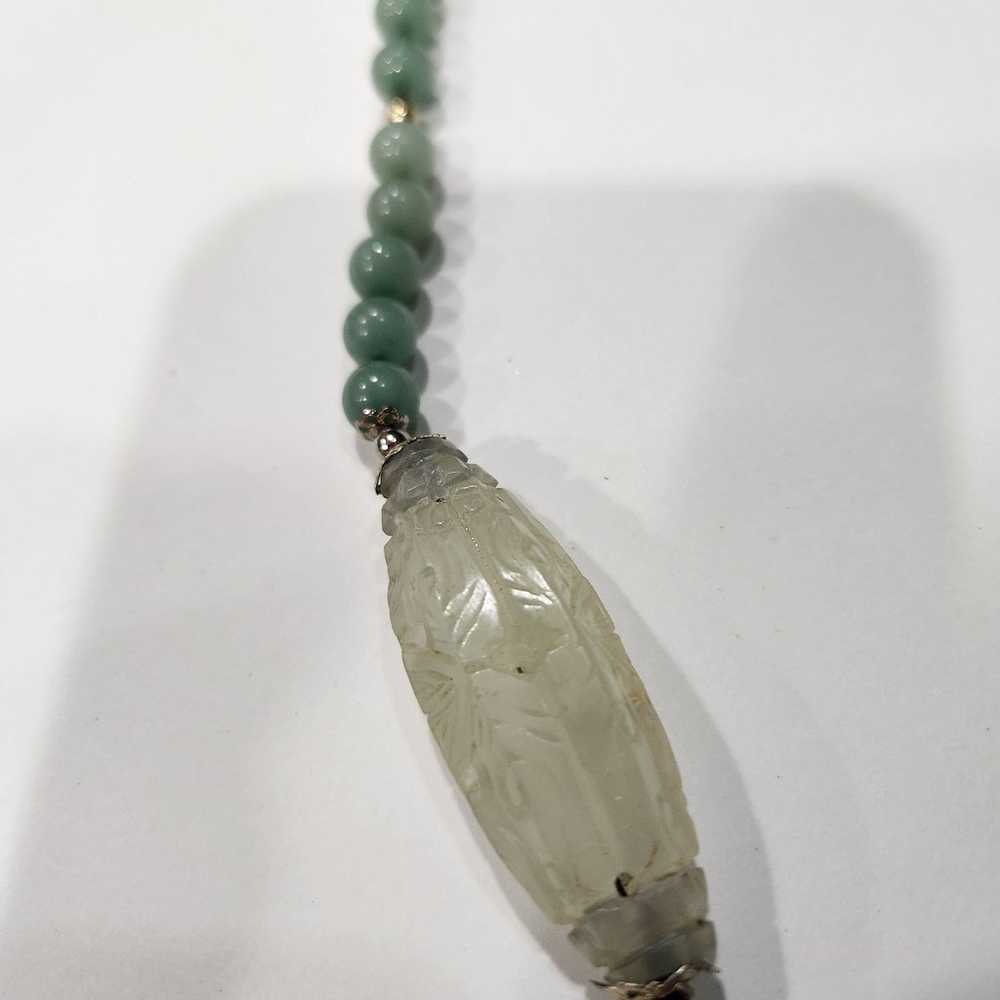 Beautiful Handmade Vintage Carved Jade Pendant & … - image 11