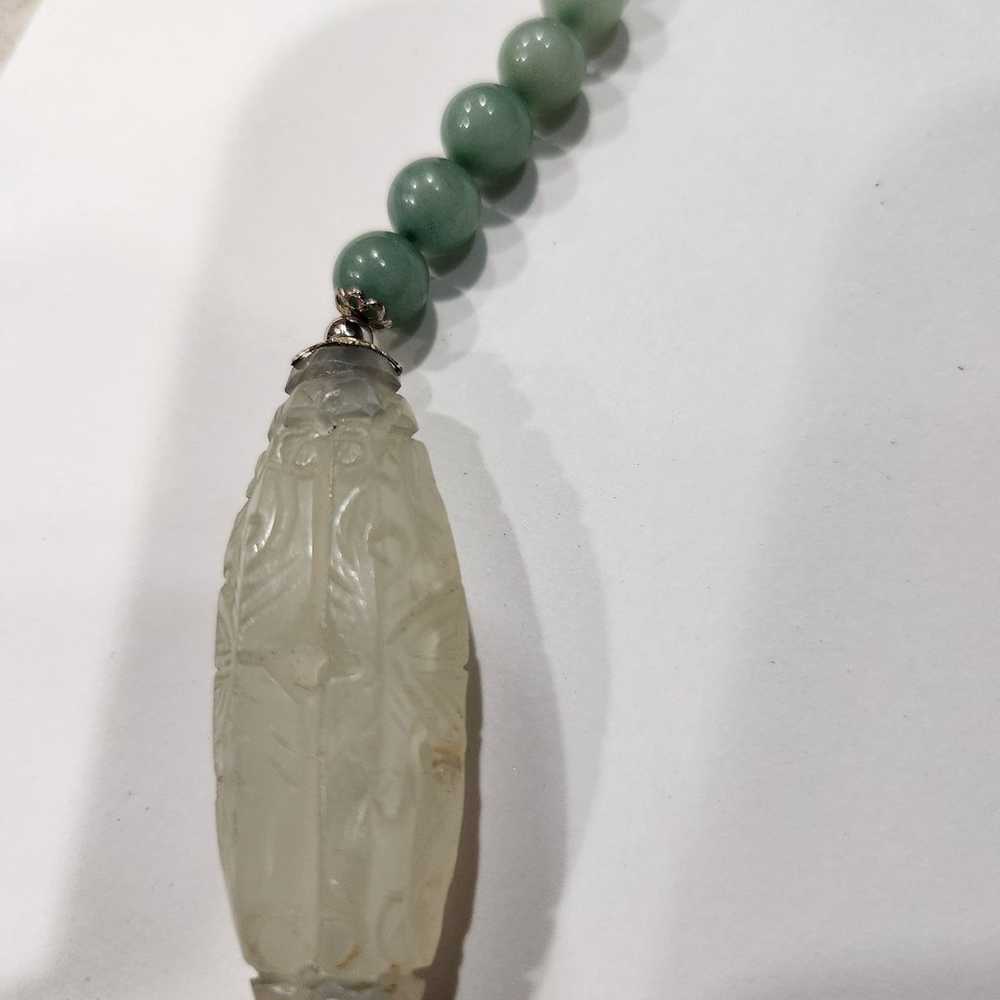 Beautiful Handmade Vintage Carved Jade Pendant & … - image 6