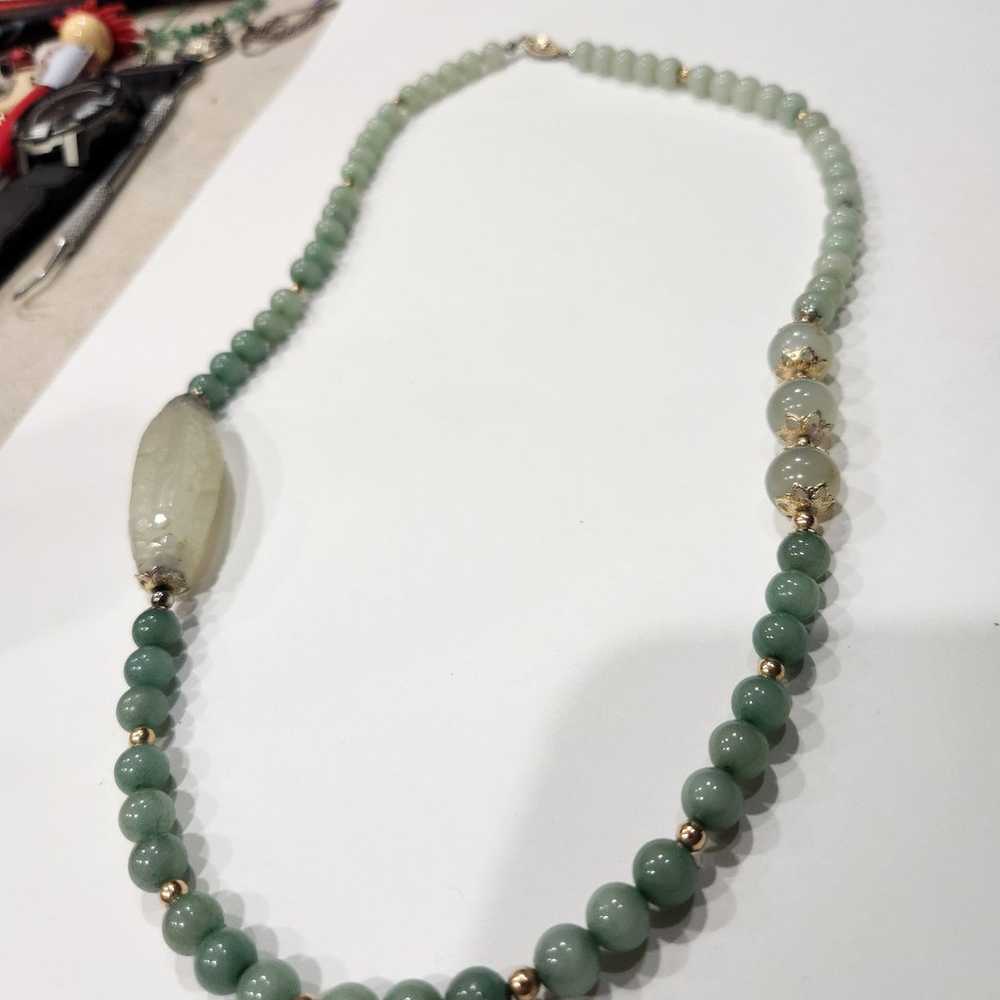 Beautiful Handmade Vintage Carved Jade Pendant & … - image 7